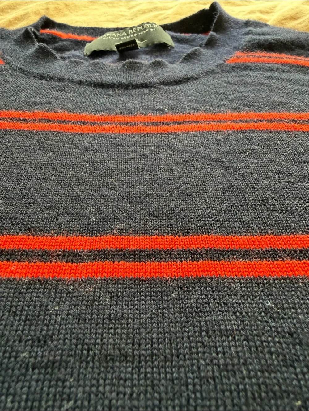 Italian merino wool polo Banana Republic red blue stripes men’s medium